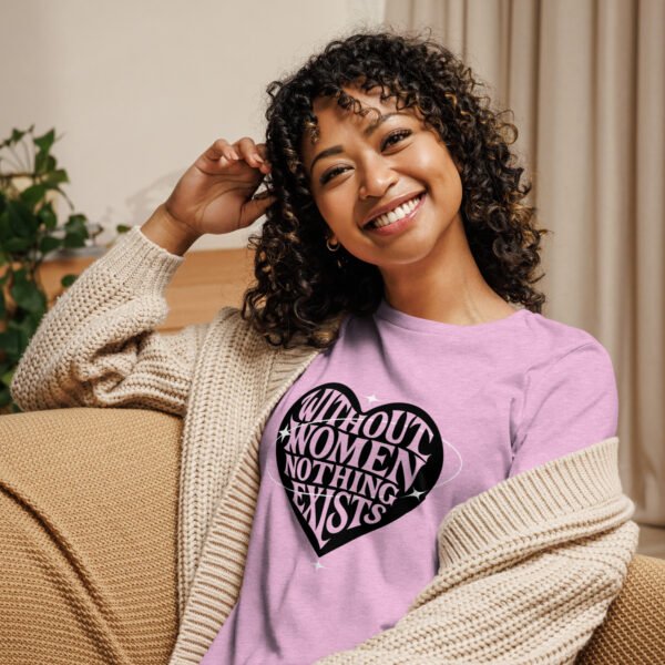 heather-prism-lilac Women's T-shirt with words" without women nothing exists in a heart shape